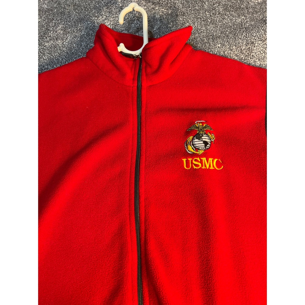 AKWA Classic Mens Red USMC Fleece Vest Full Zip Marine Corps Made in USA Large